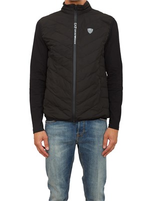 EA7 EMPORIO ARMANI Gilet nero EA7 imbottito packable in tessuto tecnico in UOMO