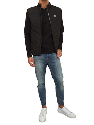 EA7 EMPORIO ARMANI Gilet nero EA7 imbottito packable in tessuto tecnico in UOMO