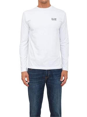 EA7 EMPORIO ARMANI T-shirt bianco Ea7 a maniche lunghe in jersey stretch in UOMO