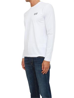 EA7 EMPORIO ARMANI T-shirt bianco Ea7 a maniche lunghe in jersey stretch in UOMO