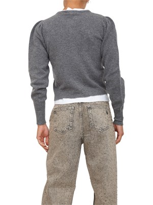 TWIN-SET Cardigan Twinset in misto mohair grigio con bottoni logo oro in DONNA