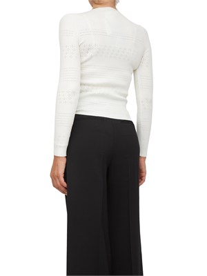 TWIN-SET Maglia Twinset in filato a costine bianca con lavorazione traforata in DONNA