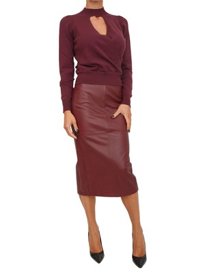 TWIN-SET Maglia Twinset in viscosa bordeaux con cut-out e incrocio in DONNA