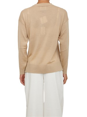 Maglia donna Armani Exchange in misto viscosa beige con maxi logo tono su tono in DONNA