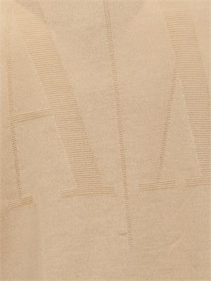 Maglia donna Armani Exchange in misto viscosa beige con maxi logo tono su tono in DONNA