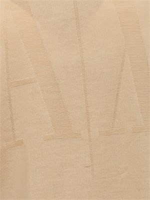 Maglia donna Armani Exchange in misto viscosa beige con maxi logo tono su tono in DONNA