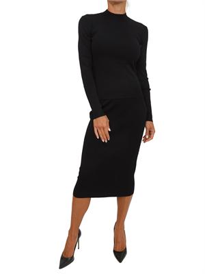 Gonna midi Armani Exchange in maglia di viscosa a coste nera in DONNA