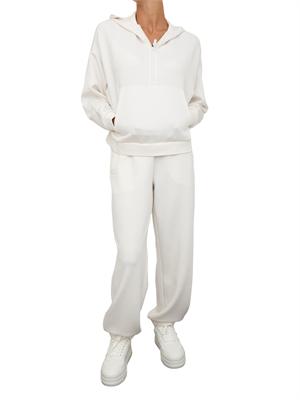 Felpa donna mezza zip Armani Exchange con cappuccio in viscosa stretch avorio in DONNA