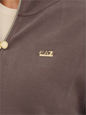 Felpa EA7 Emporio Armani in misto modal stretch marrone in DONNA