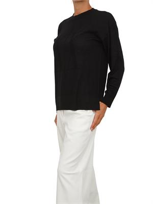 Maglia donna Armani Exchange in misto viscosa nera con maxi logo tono su tono in DONNA