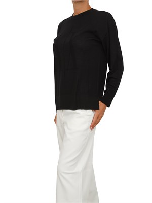 Maglia donna Armani Exchange in misto viscosa nera con maxi logo tono su tono in DONNA