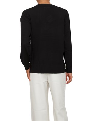 Maglia donna Armani Exchange in misto viscosa nera con maxi logo tono su tono in DONNA