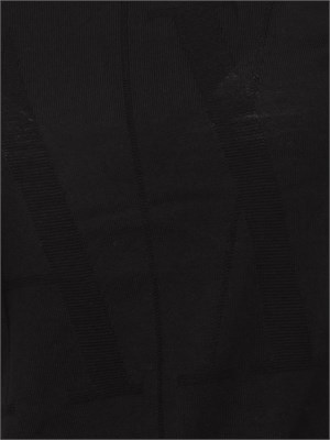 Maglia donna Armani Exchange in misto viscosa nera con maxi logo tono su tono in DONNA