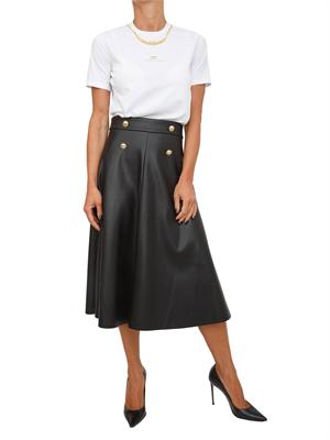 Gonna Fracomina modello flare midi a vita alta in ecopelle nera in DONNA