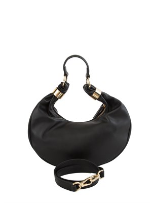 TWIN-SET Borsa hobo Twinset in ecopelle nera con inserti oro in DONNA