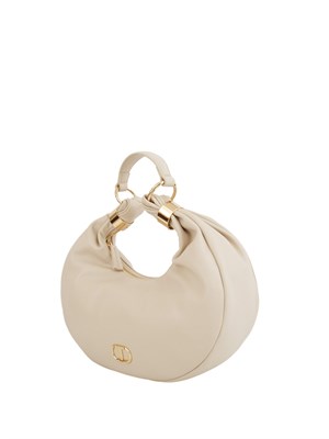 TWIN-SET Borsa hobo Twinset in ecopelle avorio con inserti oro in DONNA