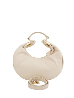 TWIN-SET Borsa hobo Twinset in ecopelle avorio con inserti oro in DONNA