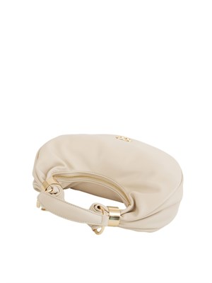 TWIN-SET Borsa hobo Twinset in ecopelle avorio con inserti oro in DONNA