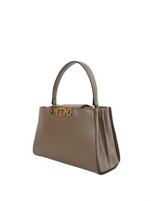 TWIN-SET Borsa 'First Class' Twinset con morsetto Oval T in pelle grigia taupe in DONNA