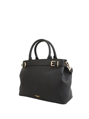 TWIN-SET Borsa shopper Twinset con fibbie e tracolla in pelle ecologica nera in DONNA
