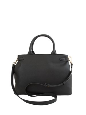 TWIN-SET Borsa shopper Twinset con fibbie e tracolla in pelle ecologica nera in DONNA