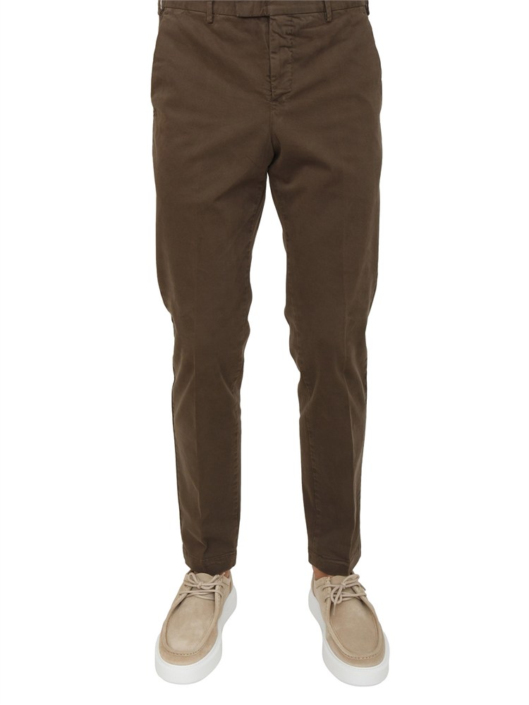 Pantaloni uomo PT Torino in gabardina di cotone marrone