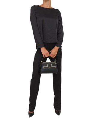 Blusa Emme Marella in tessuto nero effetto seta in DONNA