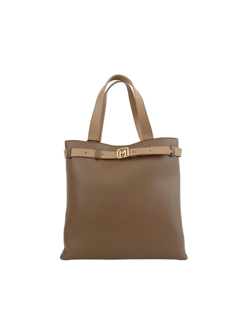 Borsa verticale Marella in ecopelle taupe con cintura logo