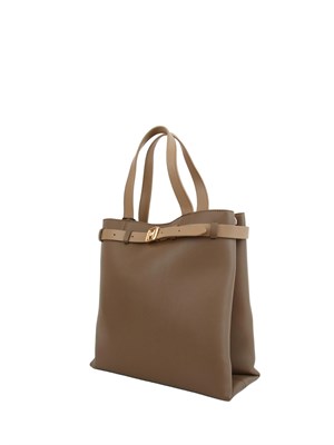 Borsa verticale Marella in ecopelle taupe con cintura logo in DONNA