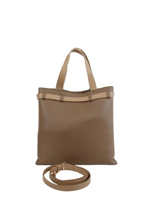 Borsa verticale Marella in ecopelle taupe con cintura logo in DONNA