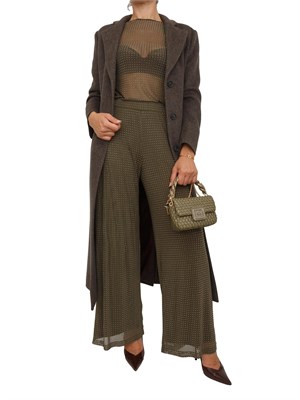 Pantaloni fluidi Marella in jersey di tulle verde kaki con strass all over in DONNA