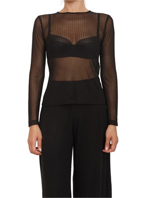 Blusa Marella in tulle trasparente nero con cristalli all over in DONNA