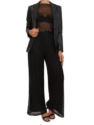 Blusa Marella in tulle trasparente nero con cristalli all over in DONNA