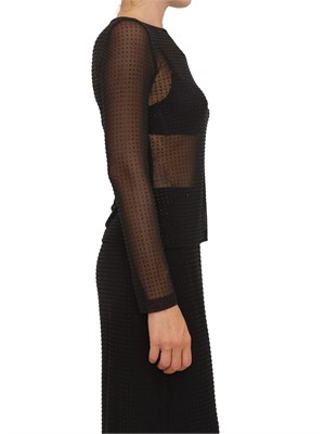 Blusa Marella in tulle trasparente nero con cristalli all over in DONNA