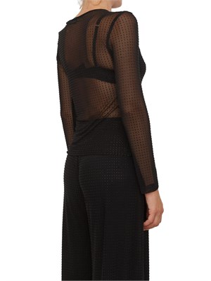 Blusa Marella in tulle trasparente nero con cristalli all over in DONNA