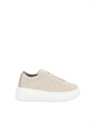 ARMANI EXCHANGE Sneakers donna Emporio Armani in pelle suede beige con suola alta in DONNA