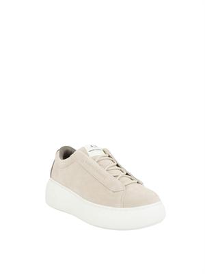ARMANI EXCHANGE Sneakers donna Emporio Armani in pelle suede beige con suola alta in DONNA