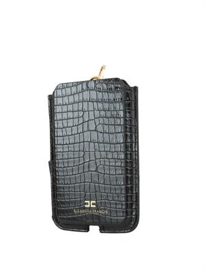 Porta cellulare nero Elisabetta Franchi con stampa cocco in DONNA