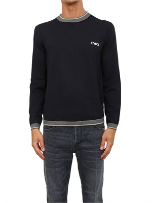 Maglia da uomo blu Emporio Armani in lana vergine in UOMO