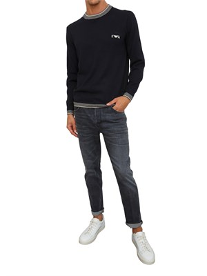 Maglia da uomo blu Emporio Armani in lana vergine in UOMO