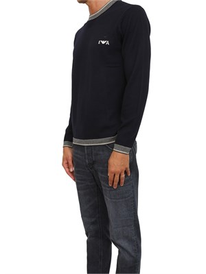 Maglia da uomo blu Emporio Armani in lana vergine in UOMO