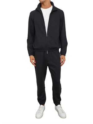 Felpa full zip blu Emporio Armani in jersey jacquard misto lyocell ASV in UOMO