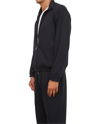 Felpa full zip blu Emporio Armani in jersey jacquard misto lyocell ASV in UOMO
