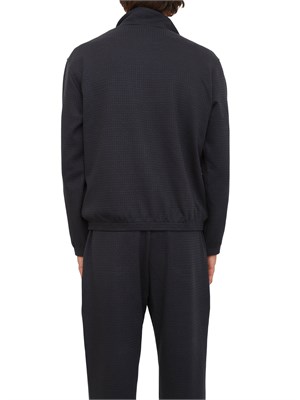 Felpa full zip blu Emporio Armani in jersey jacquard misto lyocell ASV in UOMO