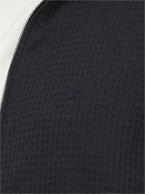 Felpa full zip blu Emporio Armani in jersey jacquard misto lyocell ASV in UOMO