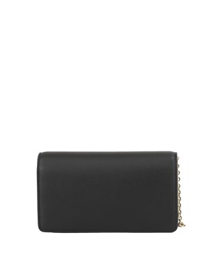 Borsa mini bag Emporio Armani in pelle bottalata nera con catena oro in DONNA