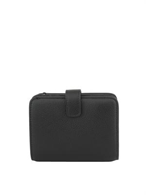 Portafoglio bifold Emporio Armani in pelle nera bottalata in DONNA