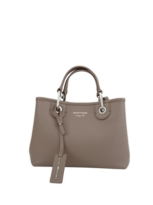 Borsa Emporio Armani in ecopelle taupe effetto martellato con tracolla in DONNA