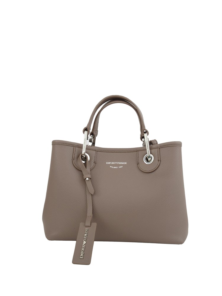 Borsa Emporio Armani in ecopelle taupe effetto martellato con tracolla
