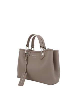 Borsa Emporio Armani in ecopelle taupe effetto martellato con tracolla in DONNA